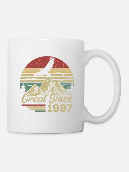 Jahrgang 1987 Retro 1987 Geburtstagsgeschenk - Tasse - Weiß