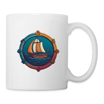 Schiff im Steuerrat - Tasse - Weiß - Rechts