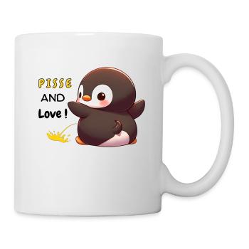 Humorous expressions "Pisse and Love Penguin" - Mug - white - Right