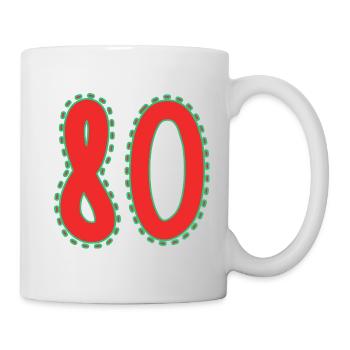 80. 80 JAHRE. 80. JAHRESTAG. 80-JÄHRIGES JUBILÄUM. - Tasse - Weiß - Rechts