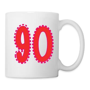 90. 90 JAHRE. 90. JAHRESTAG. 90-JÄHRIGES JUBILÄUM. - Tasse - Weiß - Rechts
