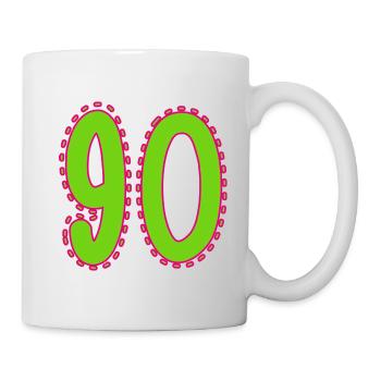 90. 90 JAHRE. 90. JAHRESTAG. 90-JÄHRIGES JUBILÄUM. - Tasse - Weiß - Rechts