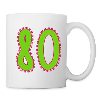 80. 80 JAHRE. 80. JAHRESTAG. 80-JÄHRIGES JUBILÄUM. - Tasse - Weiß - Rechts