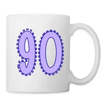 90. 90 JAHRE. 90. JAHRESTAG. 90-JÄHRIGES JUBILÄUM. - Tasse - Weiß - Rechts