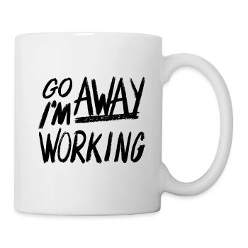 « Go Away I’m Working » - Police de marqueur noir - Mug blanc - blanc - Droite