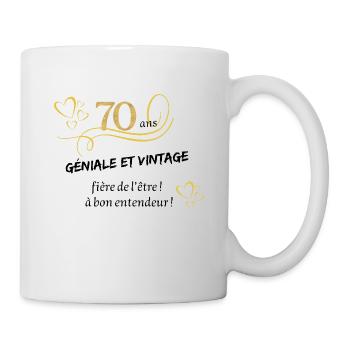 70 ans vintage - Mug blanc - blanc - Droite