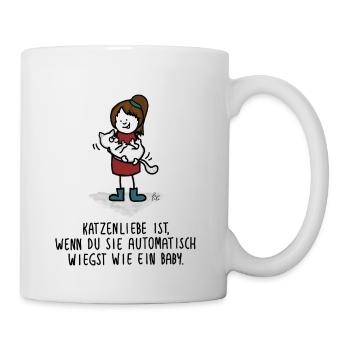 Katzenliebe ist - automatisch wiegen wie ein Baby - Tasse - Weiß - Rechts