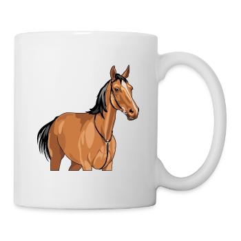 Porträt eines braunen Pferdes - Tasse - Weiß - Rechts
