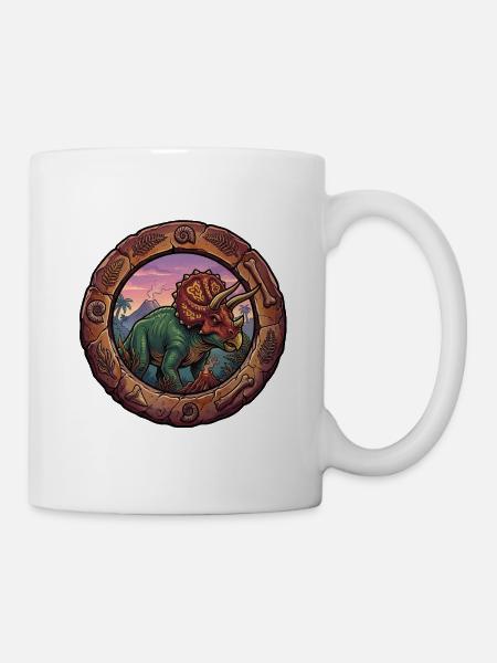 Triceratops im Fossilring - Tasse - Weiß