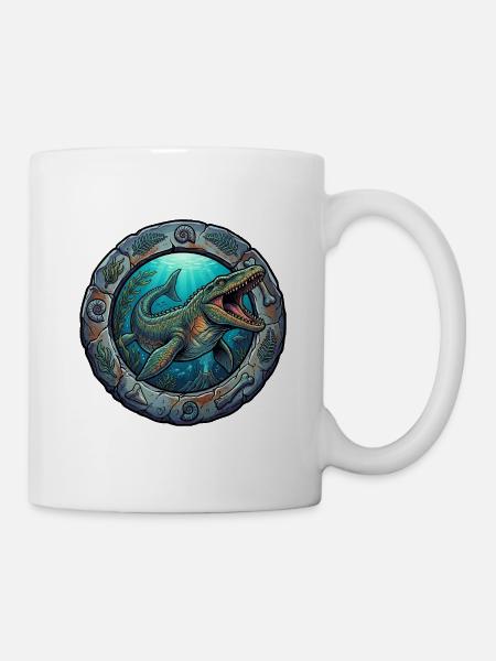 Unterwasser-Saurier im Steinring - Tasse - Weiß