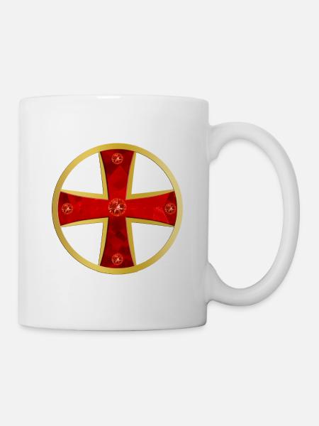 Templiers Croix d'Or + Gems - Mug blanc - blanc