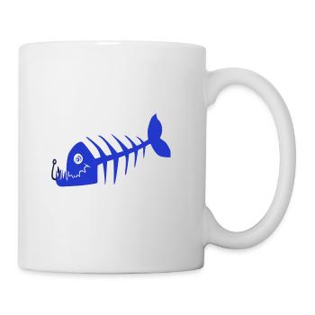Blau schlechter Fisch Piratenentwurf. Schädel - Tasse - Weiß - Rechts