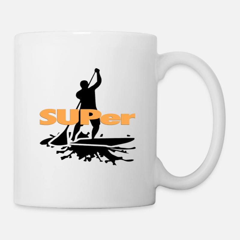 SUPer, SUP BOARD Stand Up Paddling - Tasse - Weiß