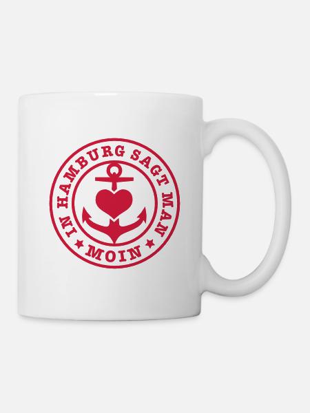 In Hamburg sagt man Moin / Anker 1c - Tasse - Weiß