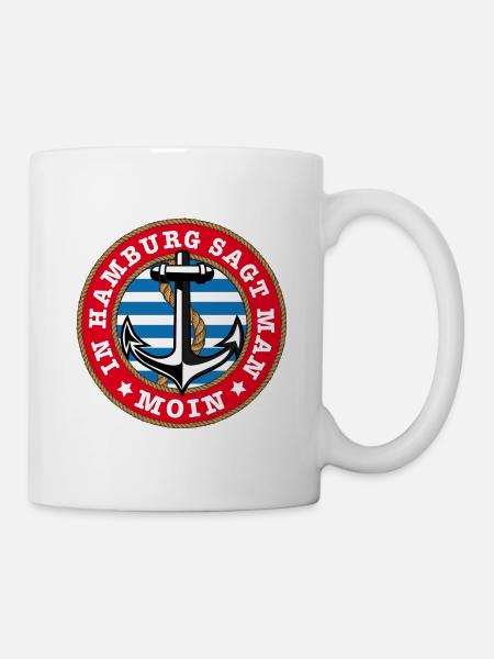 77 In Hamburg sagt man Moin Anker Seil - Tasse - Weiß