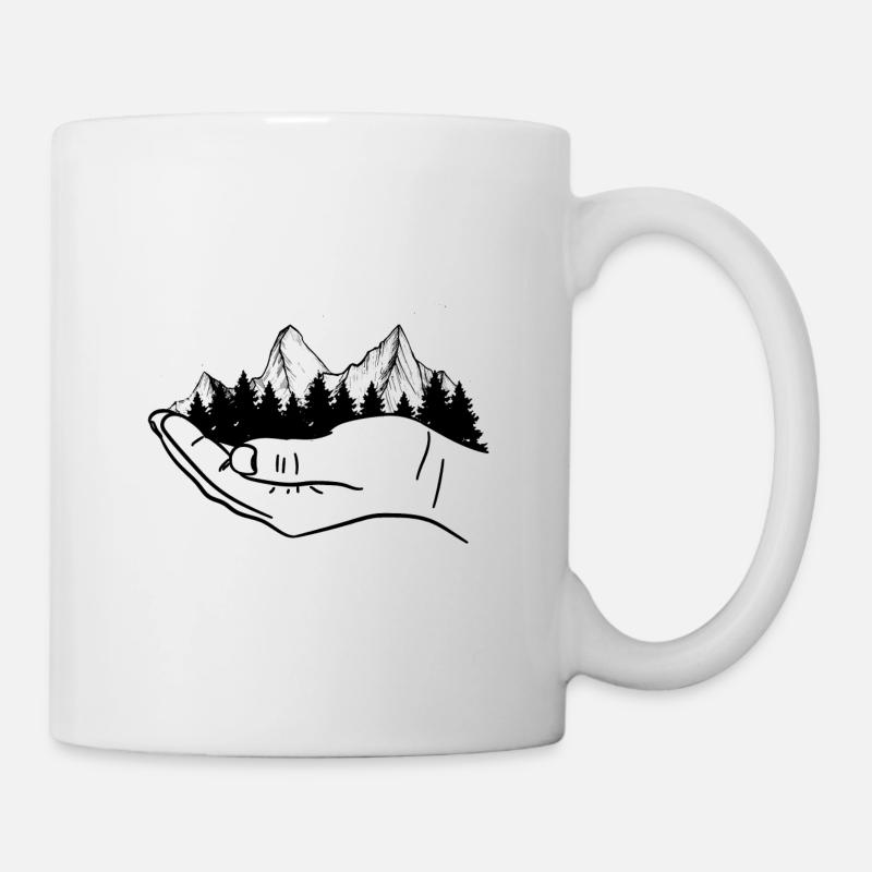 Forest mountains hiking bicycle nature - Mug - white