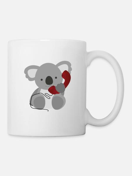 Koala Baby mit Telefon - Australien - Geschenkidee - Tasse - Weiß