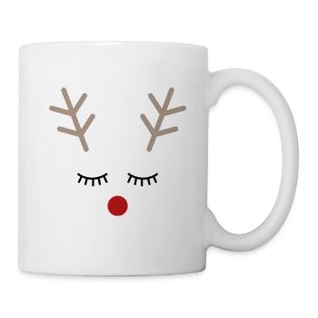 Rudolph Rentier Gesicht Geschenk Idee - Tasse - Weiß - Rechts