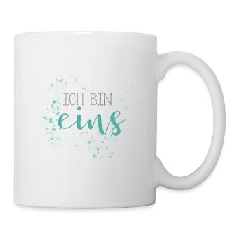1. Geburtstag, eins, erster, Birthday, Farbtupfer - Tasse - Weiß - Rechts