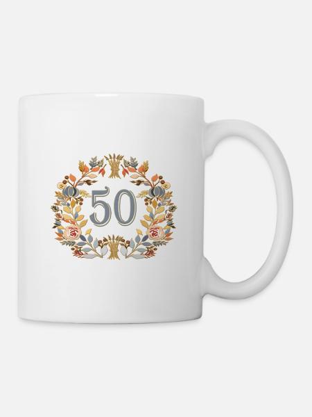50 ans, anniversaire, anniversaire rond, anniversaire - Mug blanc - blanc