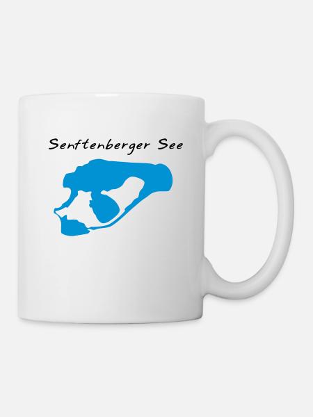 Senftenberger See mit Schriftzug 2 farbig - Tasse - Weiß
