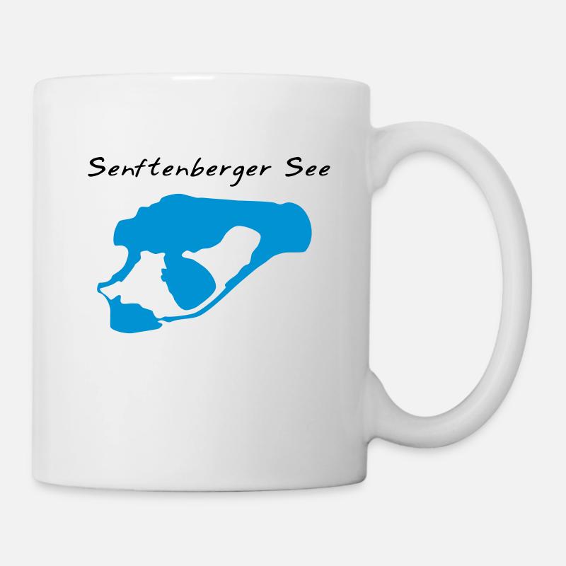 Senftenberger See mit Schriftzug 2 farbig - Tasse - Weiß