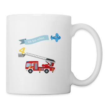 Feuerwehr 4. Geburtstag - Tasse - Weiß - Rechts