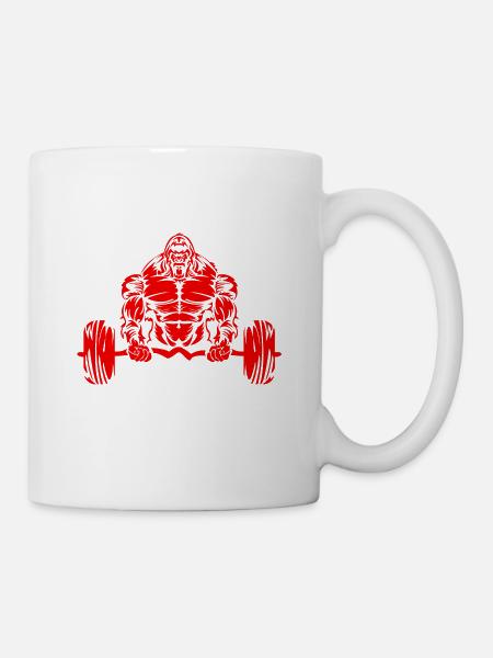 gorilla gym beast bodybuilding hantel fitness - Tasse - Weiß