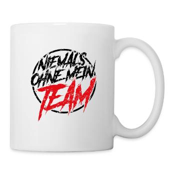 niemals ohne mein team - Tasse - Weiß - Rechts
