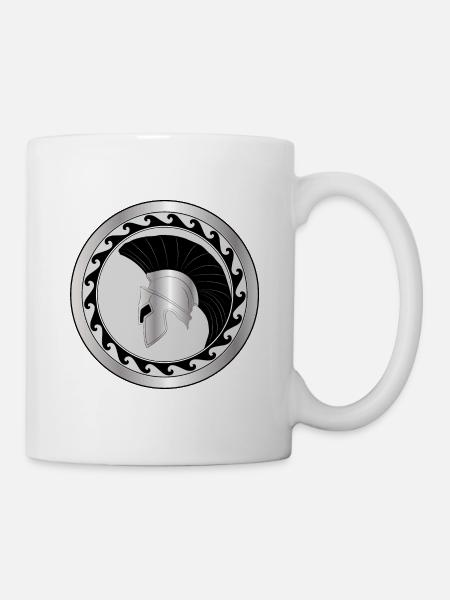 elmo greco e scudo, troiano, argento-nero - Mug - white