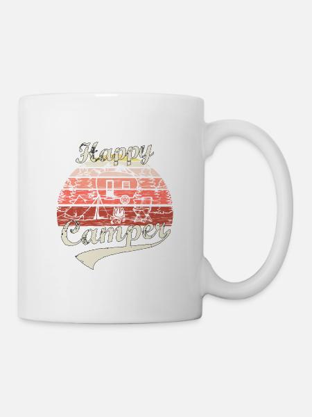 Happy Camper Road Trip Camping Lagerfeuer Geschenk - Tasse - Weiß