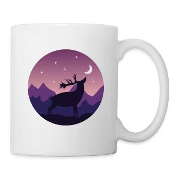 Reh bei Nacht / Nachtlicht auf einem Berg - Tasse - Weiß - Rechts