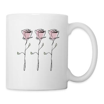 3 pink roses, black contour - Mug - white - Right