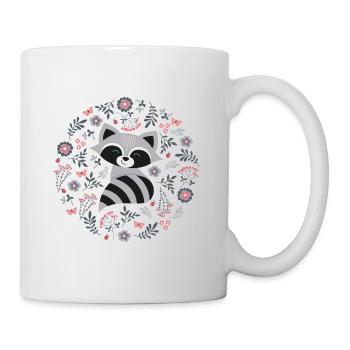 Raton laveur à fleurs - Mug blanc - blanc - Droite