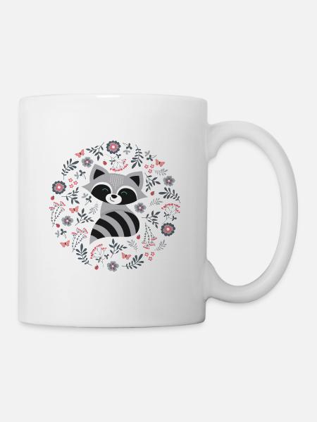 Raton laveur à fleurs - Mug blanc - blanc