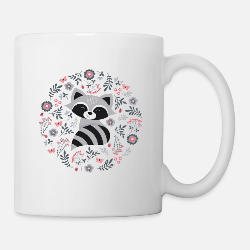 Raton laveur à fleurs - Mug blanc - blanc