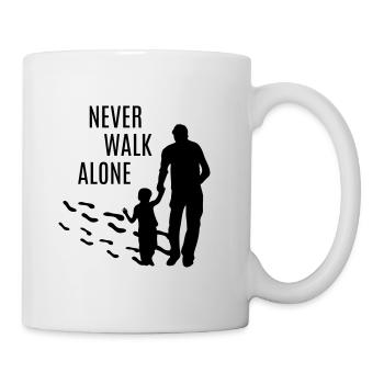 Father son daughter never walk alone dad funny - Mug - white - Right