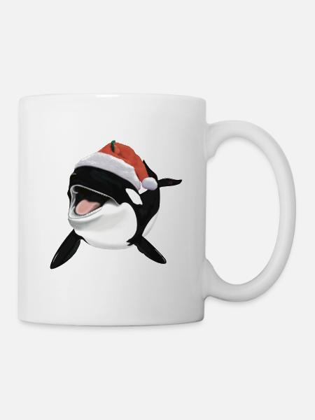Orca drawing Christmas whale gift - Mug - white