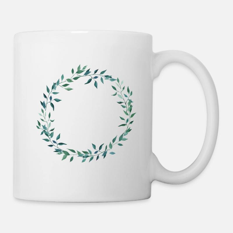 Leafy Kranz- personalisierbar - Tasse - Weiß