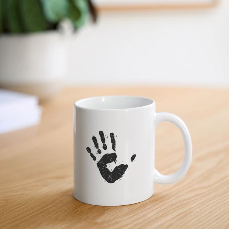 Empreinte de main vintage Vector Mug blanc