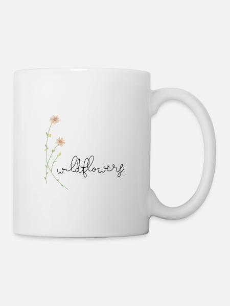 Wildflowers Blumen Handlettering - Tasse - Weiß