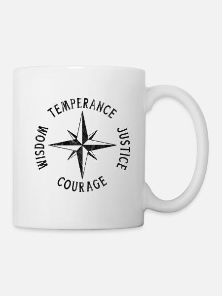 Stoic Virtues Compass Stoicism - Mug - white