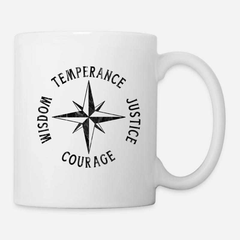 Stoische Tugenden Kompass Stoizismus - Tasse - Weiß