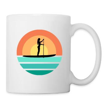 SUP Girl Stand Up Paddle Femme dans Retro Sunset - Mug blanc - blanc - Droite
