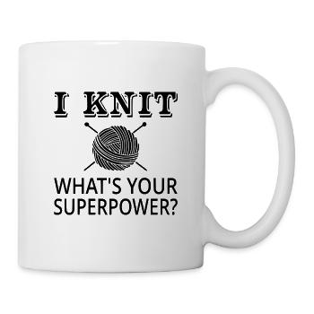 Je tricote Quel est ton superpouvoir? - Mug blanc - blanc - Droite