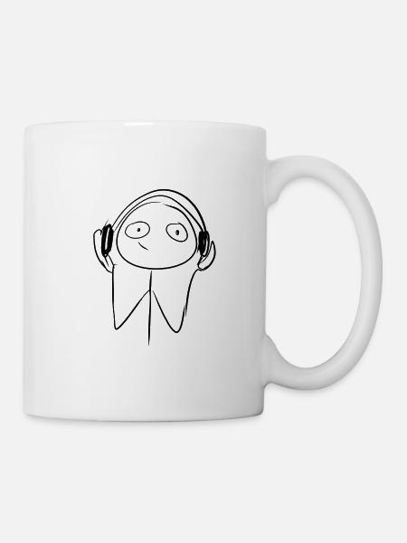 Kopfhörer cartoon - Tasse - Weiß