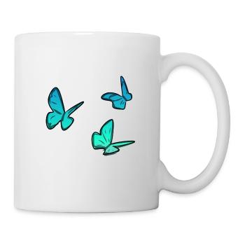 blaue schmetterlinge schmetterling tiere tier symb - Tasse - Weiß - Rechts