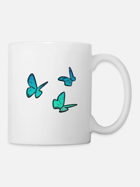 blaue schmetterlinge schmetterling tiere tier symb - Tasse - Weiß