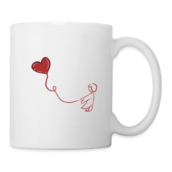 herz liebe symbol roter faden luftballon linie - Tasse - Weiß - Rechts