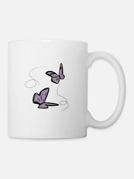 zwei Schmetterlinge schmetterling faden - Tasse - Weiß